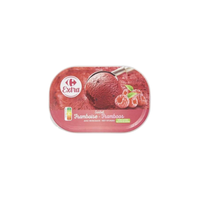 Sorbet framboise 540g vue haut - EXTRA | Le Douka